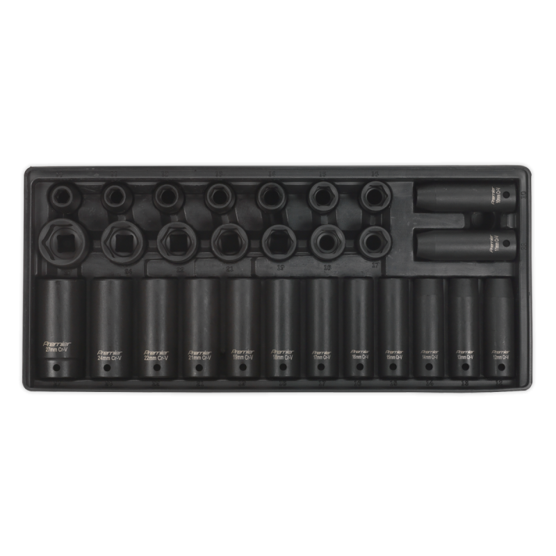 Tool Tray with Impact Socket Set 28pc 1/2"Sq Drive - Metric