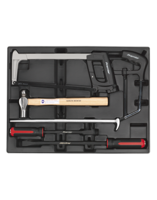 Tool Tray with Pry Bar, Hammer & Hacksaw Set 6pc