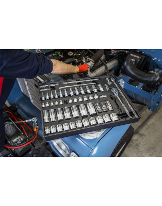 Tool Tray with Socket Set 55pc 3/8" & 1/2"Sq Drive