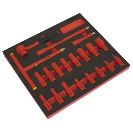 Insulated Socket Set with Tool Tray 20pc 3/8"Sq Drive 6pt WallDrive® VDE Approved