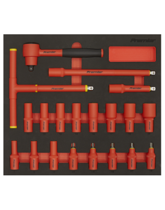 Jeu de douilles isolées avec plateau à outils 20 pièces 3/8"Sq Drive 6pt WallDrive® Approuvé VDE