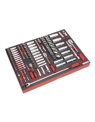 Tool Tray with Socket Set 91pc 1/4", 3/8" & 1/2"Sq Drive