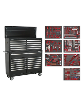 Tool Chest Combination 23 Drawer with Ball-Bearing Slides - Black with 446pc Tool Kit