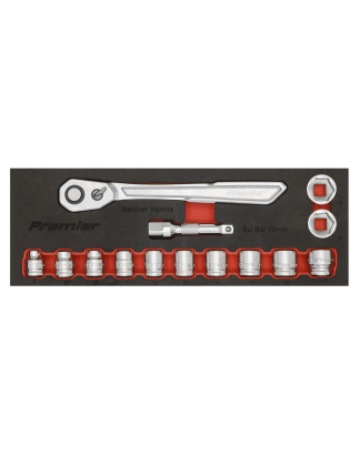 Low Profile Socket Set 14pc 3/8"Sq Drive Metric - Premier Platinum