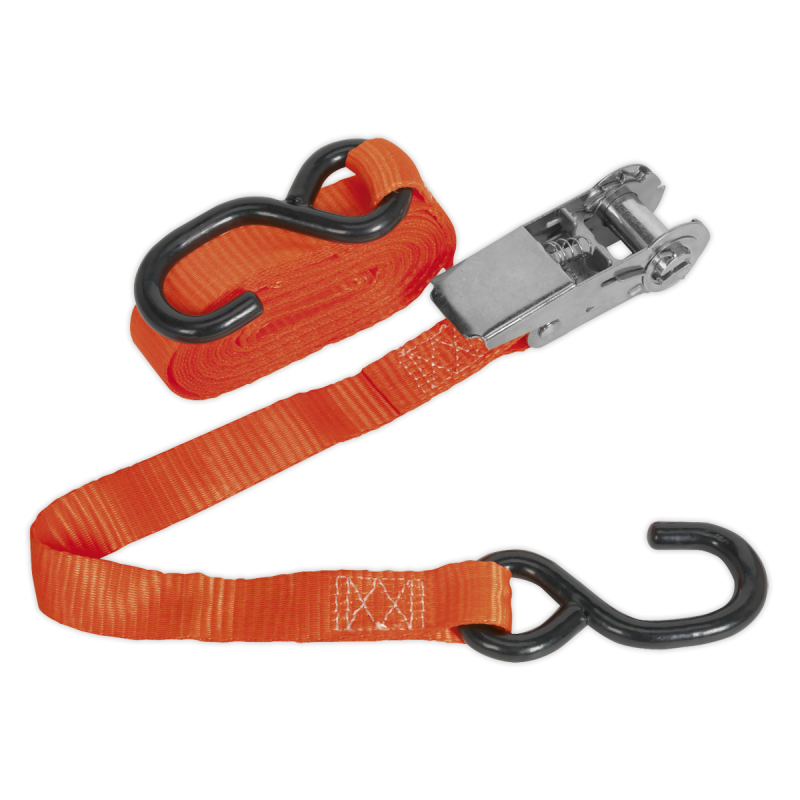 Ratchet Strap Polyester Webbing with S-Hook 25mm x 4.5m 800kg Breaking Strength