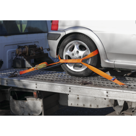 Alloy Wheel Car Transporter Ratchet Strap 50mm x 3m 5000kg Breaking Strength