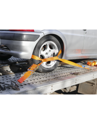 Alloy Wheel Car Transporter Ratchet Strap 50mm x 3m 5000kg Breaking Strength