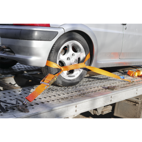 Alloy Wheel Car Transporter Ratchet Strap 50mm x 3m 5000kg Breaking Strength