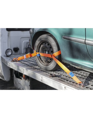 Steel Wheel Car Transporter Ratchet Strap 50mm x 3m 4500kg Breaking Strength