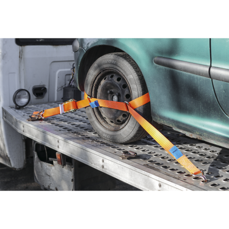 Steel Wheel Car Transporter Ratchet Strap 50mm x 3m 4500kg Breaking Strength