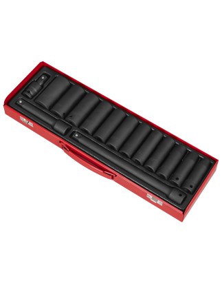 Impact Socket Set 15pc 1/2"Sq Drive Deep Metric