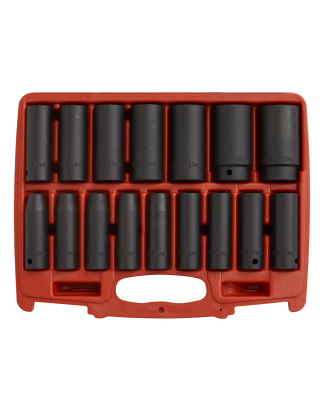 Impact Socket Set 16pc 1/2"Sq Drive Deep Metric