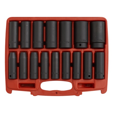 Impact Socket Set 16pc 1/2"Sq Drive Deep Metric