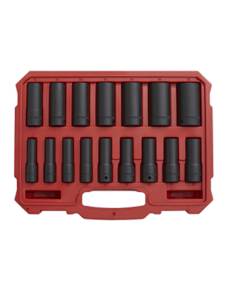 Impact Socket Set 16pc 1/2"Sq Drive Deep Lock-On™ 6pt Metric