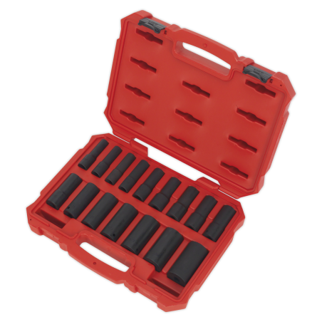 Impact Socket Set 16pc 1/2"Sq Drive Deep Lock-On™ 6pt Metric