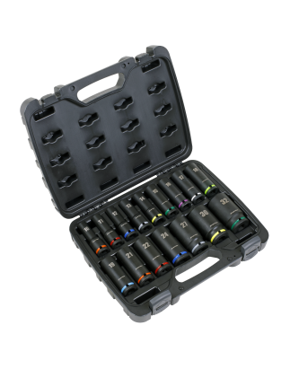 Impact Socket Set 16pc 1/2"Sq Drive Deep Metric