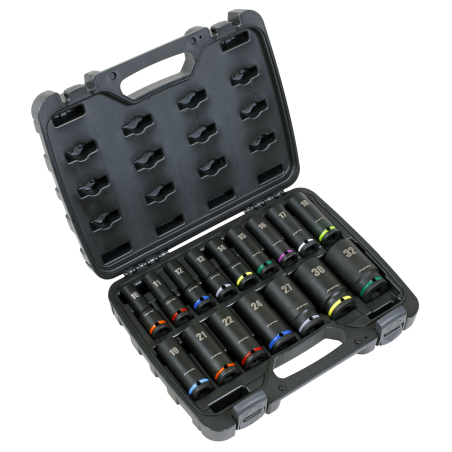 Impact Socket Set 16pc 1/2"Sq Drive Deep Metric