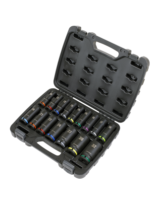 Impact Socket Set 16pc 1/2"Sq Drive Deep Metric