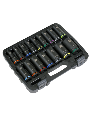 Impact Socket Set 16pc 1/2"Sq Drive Deep Metric