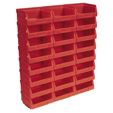 Bac de rangement en plastique 105 x 85 x 55 mm - Rouge Paquet de 24