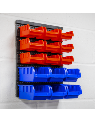 Bin Storage System Wall Mounting 15 Bins