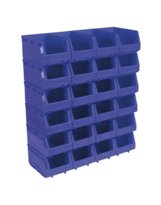 Bac de Rangement en Plastique 150 x 240 x 130 mm - Bleu Paquet de 24