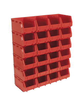 Bac de Rangement en Plastique 150 x 240 x 130 mm - Rouge Paquet de 24