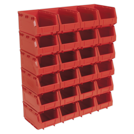 Bac de Rangement en Plastique 150 x 240 x 130 mm - Rouge Paquet de 24