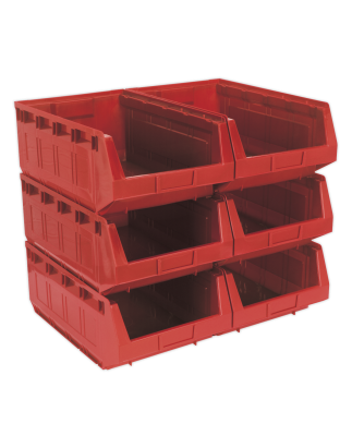 Plastic Storage Bin 310 x 500 x 190mm - Red Pack of 6