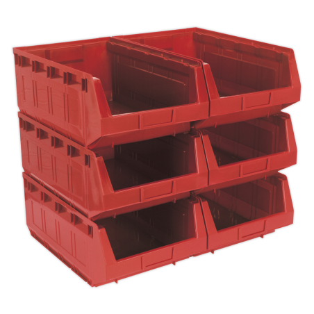 Plastic Storage Bin 310 x 500 x 190mm - Red Pack of 6