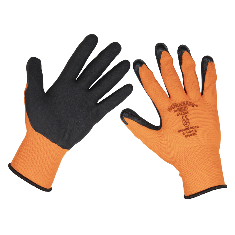 Worksafe® Foam Latex Grippa Gloves, X-Large - Pack of 6 Pairs