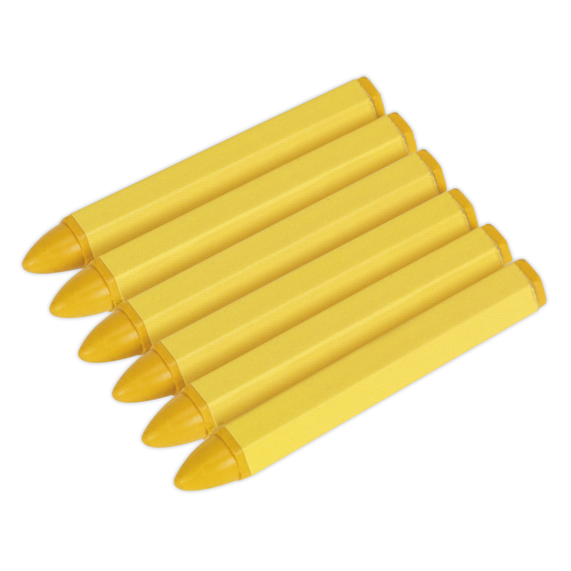 Crayon de marquage des pneus - Jaune paquet de 6