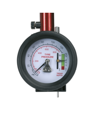 Manomètre de pression des pneus avec jauge de profondeur de bande de roulement 0-8bar (0-120psi)