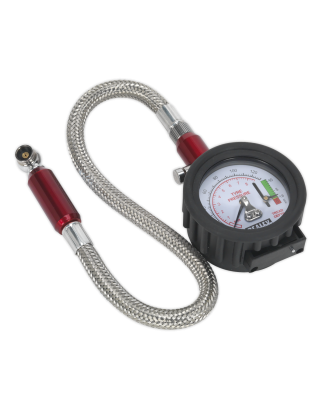 Tyre Pressure Gauge & Tyre Tread Depth Gauge - Flexible Hose 0-8bar(0-120psi)