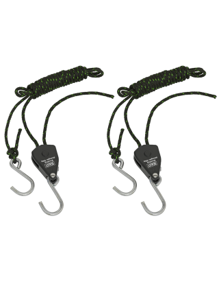 Parts Hanger/Tie Down Ratchet 2m with S-Shaped Hooks - Pack of 2