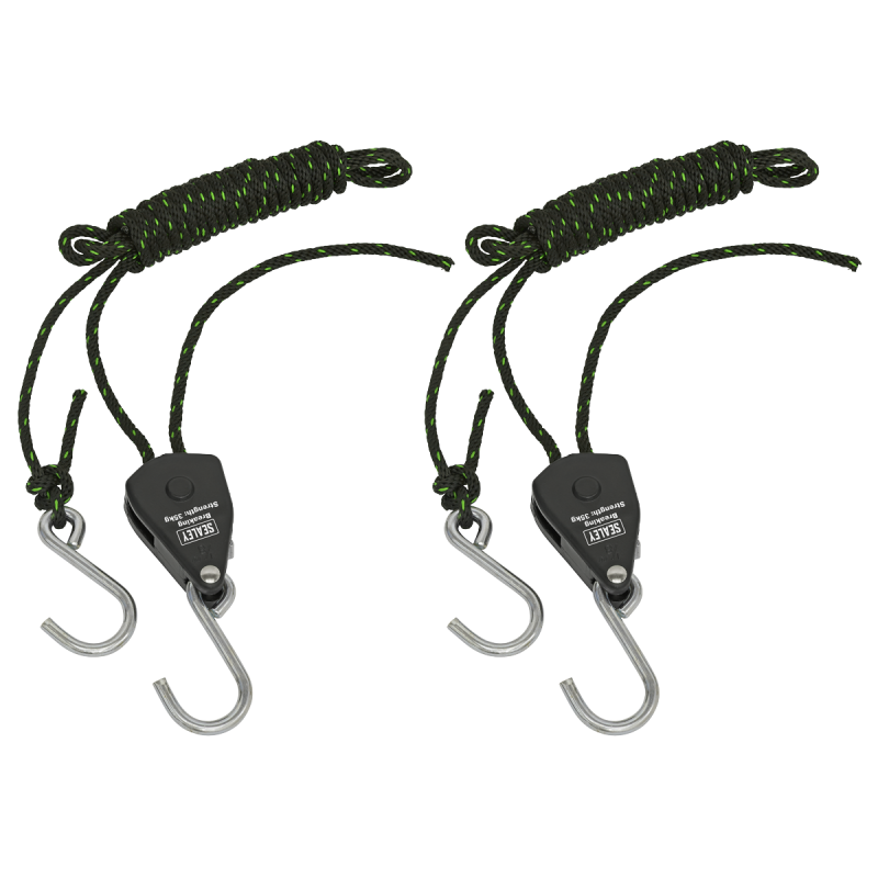 Parts Hanger/Tie Down Ratchet 2m with S-Shaped Hooks - Pack of 2