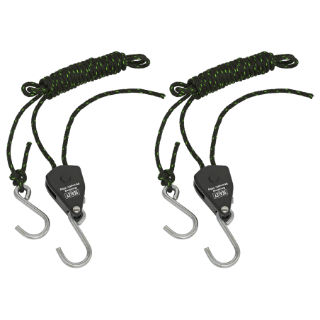 Parts Hanger/Tie Down Ratchet 2m with S-Shaped Hooks - Pack of 2