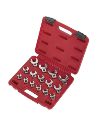 Crow's Foot Open-End Spanner Set 15pc 3/8"Sq Drive Metric