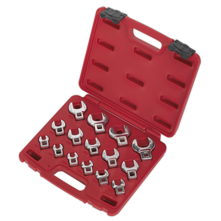 Crow's Foot Open-End Spanner Set 15pc 3/8"Sq Drive Metric