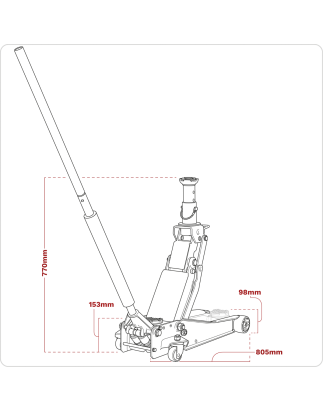 Cric roulant à profil bas et à grande levée avec fusée de levage 2 et 3 tonnes