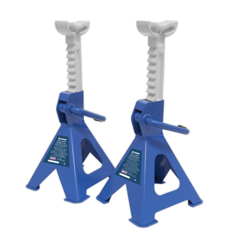 Ratchet Type Axle Stands (Pair) 2 Tonne Capacity per Stand - Blue