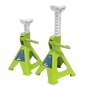 Ratchet Type Axle Stands (Pair) 2 Tonne Capacity per Stand - Hi-Vis Green