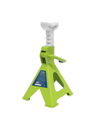 Ratchet Type Axle Stands (Pair) 2 Tonne Capacity per Stand - Hi-Vis Green