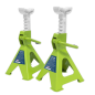 Ratchet Type Axle Stands (Pair) 2 Tonne Capacity per Stand - Hi-Vis Green