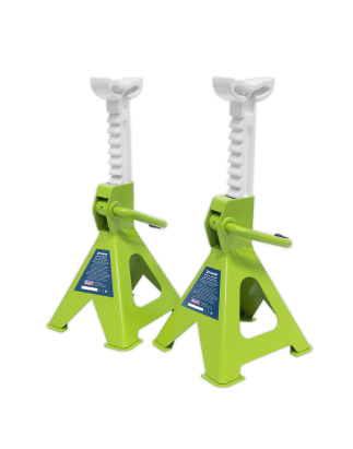 Ratchet Type Axle Stands (Pair) 2 Tonne Capacity per Stand - Hi-Vis Green