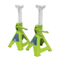 Ratchet Type Axle Stands (Pair) 2 Tonne Capacity per Stand - Hi-Vis Green