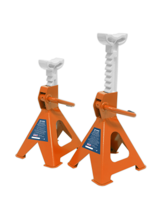 Ratchet Type Axle Stands (Pair) 2 Tonne Capacity per Stand - Orange