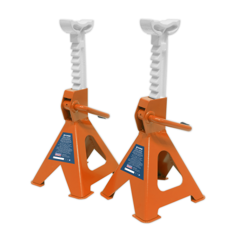 Ratchet Type Axle Stands (Pair) 2 Tonne Capacity per Stand - Orange