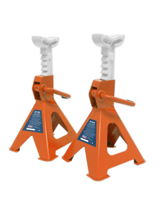 Ratchet Type Axle Stands (Pair) 2 Tonne Capacity per Stand - Orange