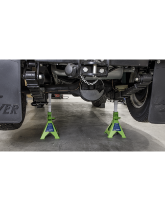 Ratchet Type Axle Stands (Pair) 3 Tonne Capacity per Stand - Hi-Vis Green